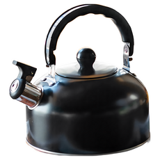不鏽鋼鳴笛燒水壺, 1個, 黑色, 1L