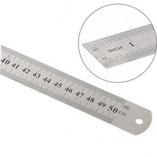스틸 50cm 양면 표기 쇠자 철자 제도 재단 목공 측정 공구 스틸자 50cm자, 1개, 실버