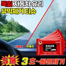 [유막 싹 제거~] 1+1+1+1+1 독일 자동차 유리 유막제거 티슈 강력 차량 유막제거 물티슈 유리세정제 발수코팅제 실내크리너 세차 용품 차량용 실내 세정티슈, 5개, 10개