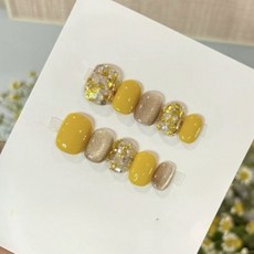 옌츠 네일팁 10p 세트 숏 스퀘어 붙이는 네일아트 JNN0415, 1개, 사진색 2