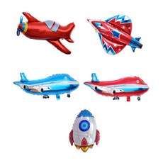 해피제이니 비행기 자동차 중장비 대형 이벤트 은박호일 풍선 세트, 1세트, 비행기은박풍선 5종