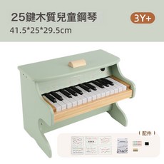 木質兒童迷你鋼琴初學者入門可彈奏樂器男孩女孩開學送禮, 1個, 奶綠色25鍵兒童鋼琴:如圖所示
