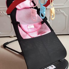 흔들의자 접이식 흔들침대 흔들요람 신생아흔들침대, 핑크 더블 메쉬+아기 베개+사계절 공용