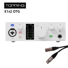 찬양랜드 Topping 국내 정품 토핑 프로 USB 오디오 인터페이스 +케이블 레코딩 보컬 녹음 방송용, WH, E1x2 OTG+마이크케이블