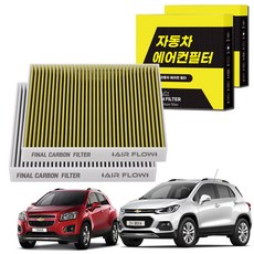 1+1 자동차 에어컨필터 그린 활성탄 냄새차단 순정형 PM, 2개, 트랙스(13~) [FCA-02]