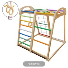 실내 구름사다리 놀이방 놀이터 안전한 원목 타입 컬러 놀이기구 구름다리, 1개, 컬러 클라이밍 행잉링포함