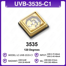 호환 UVB LED 칩 자외선 260nm 3535 SMD 램프 물 공기 정화 살균용 라이트 비즈, 05 UVB-3535-C1