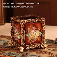 復古創意樹脂花瓶擺件高級家居客廳電視櫃裝飾仿真花插花器, 木紋色筆筒