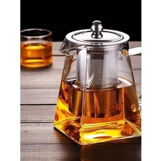 강화유리 주전자 직화 차 커피 주전자 스텐 필터 티포트 유리 가스불, 350ML