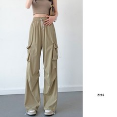 ANYOU 여성 여름 와이드 팬츠 카고바지 트레이닝 바지