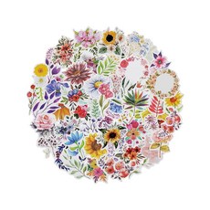 Mr. Pen 꽃무늬 스티커 - 74피스 에스테틱 노트북 & 물병 스티커 귀엽고 방수, Mr. Pen 꽃무늬 스티커 - 74피스 에스테틱 노트, 1개