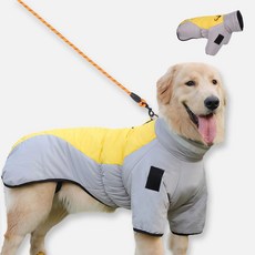 강아지 중형견 대형견 올인원 패딩하네스, 옐로우