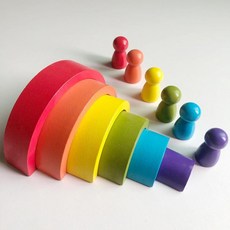 彩虹積木早教益智兒童玩具, 1個, 小彩虹積木套裝:26.5*26.5*1.7