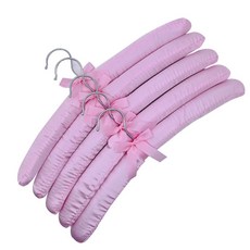 海綿衣架5入 綢緞 麻布 絨布 防滑 無痕 衣架 晾衣架 包布衣架 酒店 毛衣 衣掛 撐子, 【B】綢緞 粉色, 5個