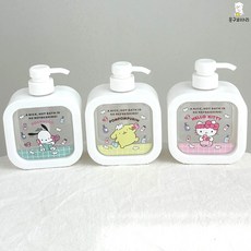 문구보따리 샴푸통공병 디스펜서 샴푸린스용기 주방세제통, 1세트, 폼폼푸린+헬로키티+포차코