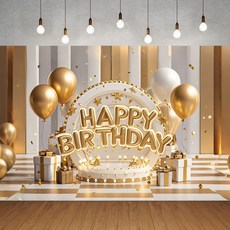 아라홍스 생일축하 3D 입체 현수막, 1개, 샴페인 골드생일