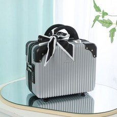 초경량 소형캐리어 트렁크 1박2일 가벼운 승무원 여행용가방, 실버 [리본 업그레이드 버전], 14인치 [표준타입+잠금없음]