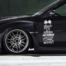 海拉風 低趴JDM 汽車機車改裝貼紙 潮流英文字反光車貼, 1個, R.反光白