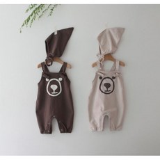 베베 꼬마멜빵(보넷세트) 아기봄옷 100일아기 레모네이드