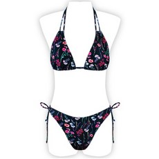 現貨比基尼 泳衣 多款歐美性感花紋泳衣 比基尼 特殊花紋 花花 葉子 花樣 多款 碎花, (h19)黑花S