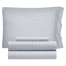 ECLATIS HeriTAG 태그e Kids 3피스 트윈 시트 세트 깅엄 라이트 블루 탑 시트 매트리스 커버 및 베개 포함 어린이 방 객실 292825, 깅엄 그레이