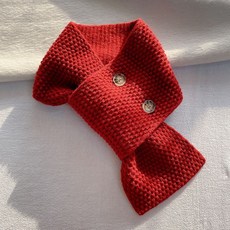 Cfnbharvest品牌ins紐扣交叉小圍脖女玉米針洋氣保暖針織圍巾短款BWRE