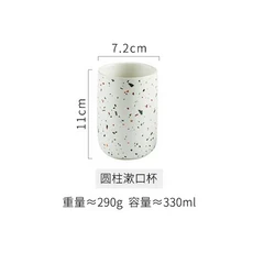 녹색 욕실 세척 세트 세라믹 욕실 6 종 세트 보석 상자 면봉 상자 비누 접시 로션 병 입 컵 세면 용품, Mouth cup