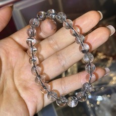黑銀鈦手珠 8mm 透亮絲多鈦晶手鍊