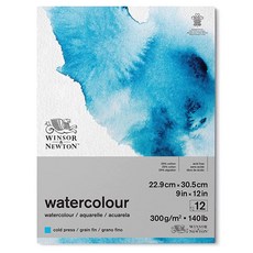 Winsor & Newton 클래식 수채화 종이 패드 22.9 x 30.5cm(9 x 12인치) 내추럴 화이트, 측면 접착