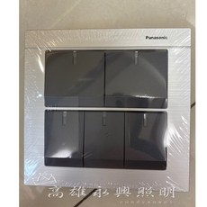 Panasonic 國際牌 五開關 組裝品 蓋板, 1個, 銀色,直式面板+深灰按鍵
