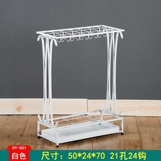 臺灣出貨 傘架傘桶 雨傘架 雨傘收納架 雨傘桶 創意雨傘架酒店大堂家用鐵藝傘筒雨傘桶收納桶落地式放傘架子傘桶, 白色（21孔24鉤）, 1個