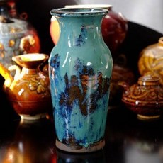陶瓷滴釉花瓶, 民國葛明祥款均釉柴燒窯變花瓶完品1入 -, 1個, 1L