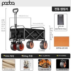 사륜 전동웨건 모듈 낚시 탑승가능 짐수레 캠핑 블랙 카트, 기본 모델명/품번, 1개, 전동 슈프림 올인원 글로시블랙