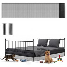 Pangda 994 x 9.9cm(394 x 3.94인치) 절단 가능한 침대 밑 차단기 애완 동물 및 장난감용 엑스트라 톨 소파 블로커 지퍼 타이 포함 킹 및 퀸 사이즈, 블랙