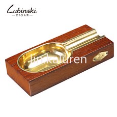 【崇德店】LUF雪茄煙灰缸 實木金屬雪茄煙灰收納盒 收納缸, 金色,150*70*28MM, 1個