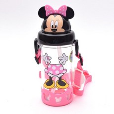 릴팡 디즈니 미니마우스 핑크 입체 프리미엄 어깨끈 빨대 물통 400ml