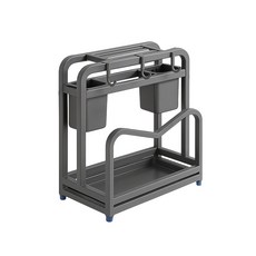 卡貝不銹鋼刀架砧板架 - 廚房檯面刀具筷子鍋蓋砧板收納架, 1個, J3317灰不銹鋼刀架單砧板架-灰, 灰