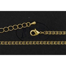 沐錦 飾品材料DIY 0.45JDG 台灣製韓版項鏈 銅龍蝦扣延長鏈, 1個, (40CM/離子金)1入/盒