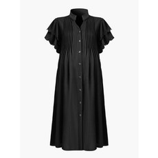 블랙 쉬폰 반팔 소매 임부 원피스