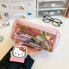 클리어 사각파우치 펜파우치 캐릭터필통, 1개, 헬로키티