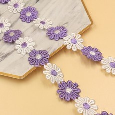3M 아름다운 흰색 수 놓은 데이지 레이스 패브릭 3d 꽃 레이스 리본 드레스 칼라 모자 모자를 쓰고 있죠 바느질 트리밍 장식 2.5CM, 보라, 1개