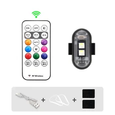 1-6PCS 무선 LED 드론 스트로브 라이트 오토바이 자동차 자전거 원격 제어 경고등 표시등 USB 충전 8색