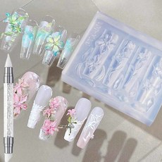 1세트 3D 장미 디자인 히비스커스 아트 스타일링 몰드 플레이트 투명 네일 조각 하와이 실리콘 백합 도구 스탬핑