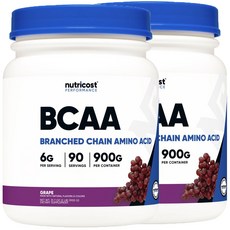 nutricost BCAA支鏈胺基酸無麩質補充粉 葡萄口味, 90顆, 2罐