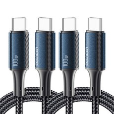 Essager E Marker 칩 PD 100W C to C타입 초고속 충전 케이블 2개입, 블루, 2개, 2m 블루, 2개, 2m