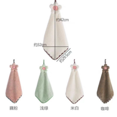 太陽花鳳梨紋擦手巾，約42cm，加厚吸水廚房抹布，米白/霧粉/淺綠/咖啡色, 米色