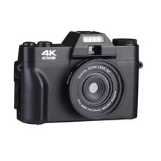 1PC 4K HD 전문가용 디지털 카메라 캠코더 WIFI 웹캠 광각 16배 줌 48MP 사진 촬영 3인치 플립 스크린, 01 black