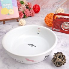 愛鼠協會［造型陶瓷碗］MARUKAN-鼠鼠雙格陶瓷食盆/鼠鼠三角陶瓷食盆/鼠鼠加高圓形食盆/雪貂圓形食碗, 1個, 白色