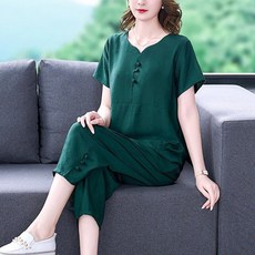 지고다그 여성 여름 캐주얼 투피스 세트 루즈핏 반팔 심플 베이직 스타일 CG282
