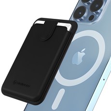 SINJIMORU 半自動 MagSafe M 拉片式皮革錢包手機殼, 1個, 黑色